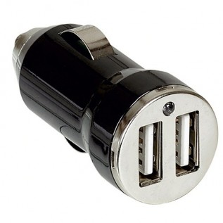 Зарядка USB в прикуриватель автомобиля, 12 В, 2,1A Helium (Элиум), USB type-A 5V, двойная, цвет - черный 050682 Legrand