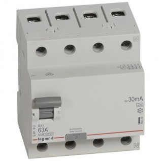Выключатель дифференциального тока (УЗО) RX³, 4 полюса, 63А, тип - A, 30 мА 402076 Legrand