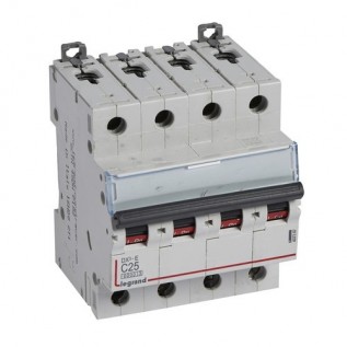 Автоматический выключатель DX³-E, 4 полюса, 25А, C, 6 кА 407307 Legrand
