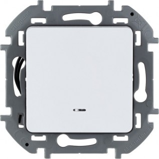 Переключатель одноклавишный с подсветкой/индикацией, INSPIRIA, 10 AX, 250 В, цвет белый 673660 Legrand