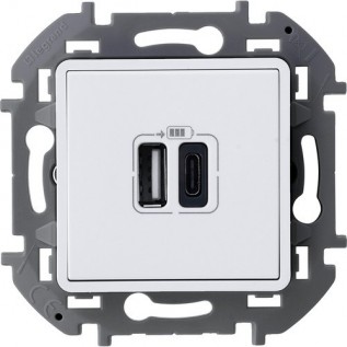 Зарядное устройство с двумя USB-разьемами A-C 240В/5В 3000мА, цвет белый 673760 Legrand