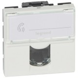 Розетка компьютерная RJ45 Кат.5e UTP, Mosaic, одинарная, цвет белый 076554 Legrand