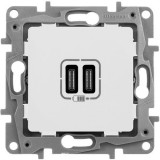 Розетка USB type-С, 3.0A, Etika, двойная, цвет белый 672235 Legrand