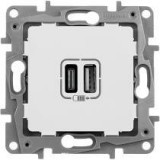 Розетка USB type-С+type-А, Etika, USB type-C 5V, USB type-A 5V, двойная, цвет белый 672236 Legrand