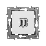 Розетка USB type-С, 2.4A, Etika, USB type-A 5V, двойная, цвет белый 672294 Legrand