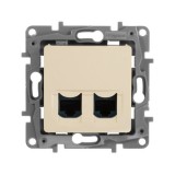 Розетка компьютерная RJ45 Кат.6 UTP Etika, двойная, цвет слоновая кость 672354 Legrand