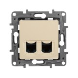 Розетка компьютерная RJ45 Кат.5e UTP Etika, двойная, цвет слоновая кость 672355 Legrand