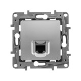 Розетка компьютерная RJ45 Кат.6 UTP Etika, одинарная, цвет алюминий 672453 Legrand