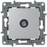 Розетка проходная 14 dB Etika, телевизионная (TV), одинарная, цвет алюминий 672463 Legrand