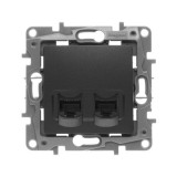 Розетка компьютерная RJ45 Кат.5e UTP Etika, двойная, цвет антрацит 672655 Legrand