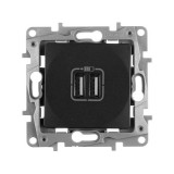 Розетка USB, 2.4A, Etika, USB type-A 5V, двойная, цвет антрацит 672694 Legrand