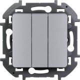 Выключатель трехклавишный, INSPIRIA, 10 AX, 250 В, цвет алюминий 673642 Legrand