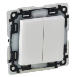 Переключатель Valena LIFE, двухклавишный, без подсветки, цвет белый IP44 752158 Legrand