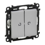 Переключатель Valena LIFE, двухклавишный, с подсветкой, цвет алюминий 752609 Legrand