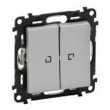 Переключатель Valena LIFE, двухклавишный, с подсветкой, цвет алюминий 752628 Legrand