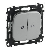 Переключатель Valena ALLURE двухклавишный, с подсветкой, цвет алюминий 752909 Legrand