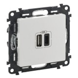 Розетка USB type-С + type-A, 3.0A, Valena LIFE, двойная, цвет белый 753106 Legrand