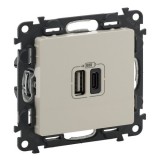 Розетка USB type-С + type-A, 3.0A, Valena LIFE, двойная, цвет слоновая кость 753206 Legrand