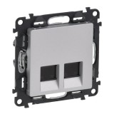 Розетка компьютерная RJ45 Кат.5e UTP Valena Life, двойная, цвет алюминий 753641 Legrand