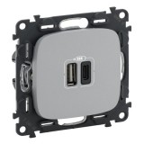 Розетка USB type-С + type-A, 3.0A, Valena ALLURE, двойная, цвет алюминий 754967 Legrand
