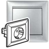 Розетка Valena, винтовые клеммы, цвет алюминий 770123 Legrand