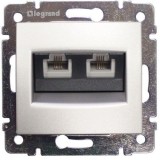 Розетка телефонная RJ11, Valena, двойная, цвет алюминий 770139 Legrand
