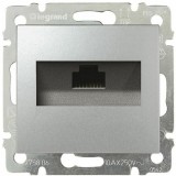 Розетка компьютерная RJ45 Кат.5e UTP с монтажными лапками Valena, одинарная, цвет алюминий 770230 Legrand