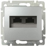 Розетка компьютерная RJ45 Кат.5e UTP без монтажных лапок Valena, двойная, цвет алюминий 770231 Legrand