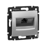 Розетка компьютерная RJ45 Кат.5e UTP без монтажных лапок Valena, одинарная, цвет алюминий 770238 Legrand