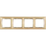 Рамка Valena, 4 поста, цвет золото матовое / золотой штрих 770304 Legrand