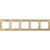 Рамка Valena, 5 постов, цвет золото матовое / золотой штрих 770305 Legrand