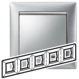Рамка Valena, 5 постов, цвет алюминий матовый / серебряный штрих 770335 Legrand