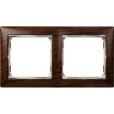 Рамка Valena, 2 поста, цвет дерево темное / серебряный штрих 770372 Legrand