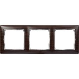 Рамка Valena, 3 поста, цвет дерево темное / серебряный штрих 770373 Legrand