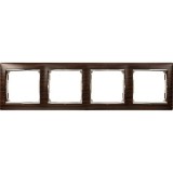Рамка Valena, 4 поста, цвет дерево темное / серебряный штрих 770374 Legrand