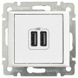 Розетка USB, 1.5A Valena, USB type-A 5V, двойная, цвет белый 770470 Legrand
