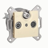 Розетка проходная 14 dB Cariva, телевизионная (TV), спутниковая (SAT), радио (R), тройная, цвет слоновая кость 773736 Legrand
