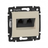 Розетка компьютерная RJ45 Кат.5e UTP с монтажными лапками Valena, двойная, цвет слоновая кость 774131 Legrand