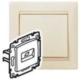 Розетка компьютерная RJ45 Кат.6 UTP с монтажными лапками Valena, двойная, цвет слоновая кость 774147 Legrand
