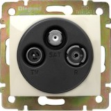 Розетка проходная 14 dB Valena, телевизионная (TV), спутниковая (SAT), радио (R), тройная, цвет слоновая кость 774337 Legrand