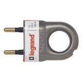 Вилка 2К 6А, с кольцом, цвет алюминий 050165 Legrand