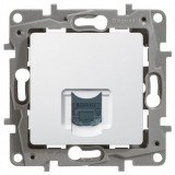 Розетка компьютерная RJ45 Кат.5e UTP Etika, одинарная, цвет белый 672241 Legrand
