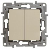 Выключатель Etika, двухклавишный, с подсветкой, цвет слоновая кость 672304 Legrand