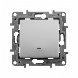 Выключатель Etika, одноклавишный, с подсветкой, цвет алюминий 672403 Legrand