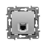Розетка компьютерная RJ45 Кат.6 UTP Etika, одинарная, цвет алюминий 672441 Legrand