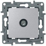 Розетка проходная 14 dB Etika, телевизионная (TV), одинарная, цвет алюминий 672463 Legrand