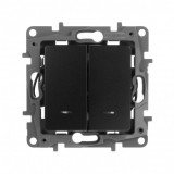 Выключатель Etika, двухклавишный, с подсветкой, цвет антрацит 672604 Legrand