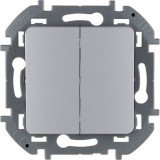 Выключатель двухклавишный с подсветкой/индикацией, INSPIRIA, 10 AX, 250 В, цвет алюминий 673622 Legrand