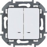 Выключатель двухклавишный с подсветкой/индикацией, INSPIRIA, 10 AX, 250 В, цвет белый 673630 Legrand