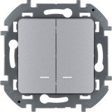 Выключатель двухклавишный с подсветкой/индикацией, INSPIRIA, 10 AX, 250 В, цвет алюминий 673632 Legrand
